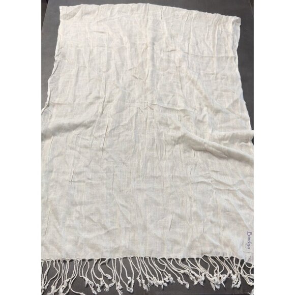 New Bindya NY Ivory Boho Fashion Scarf Sheer Mesh Tassel Fringe Wrap‎ 25”x72” - Picture 8 of 8